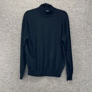 Club‎ Room Sweater Mens M Black 100% Merino Wool Mock Neck Sweater Classic
